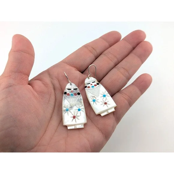 Native American Earrings Zuni Kachina Corn Maiden Southwest Jewelry‎ ***
